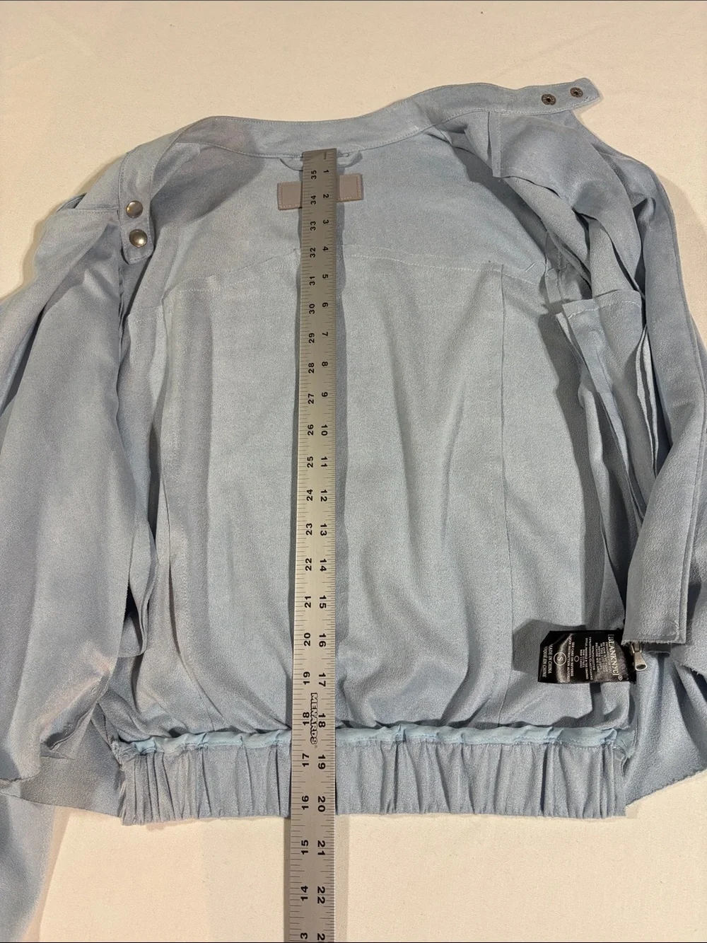 Blank NYC Women's Blue Suede Moto Jacket Asymmetrical Design and Lapels. Small